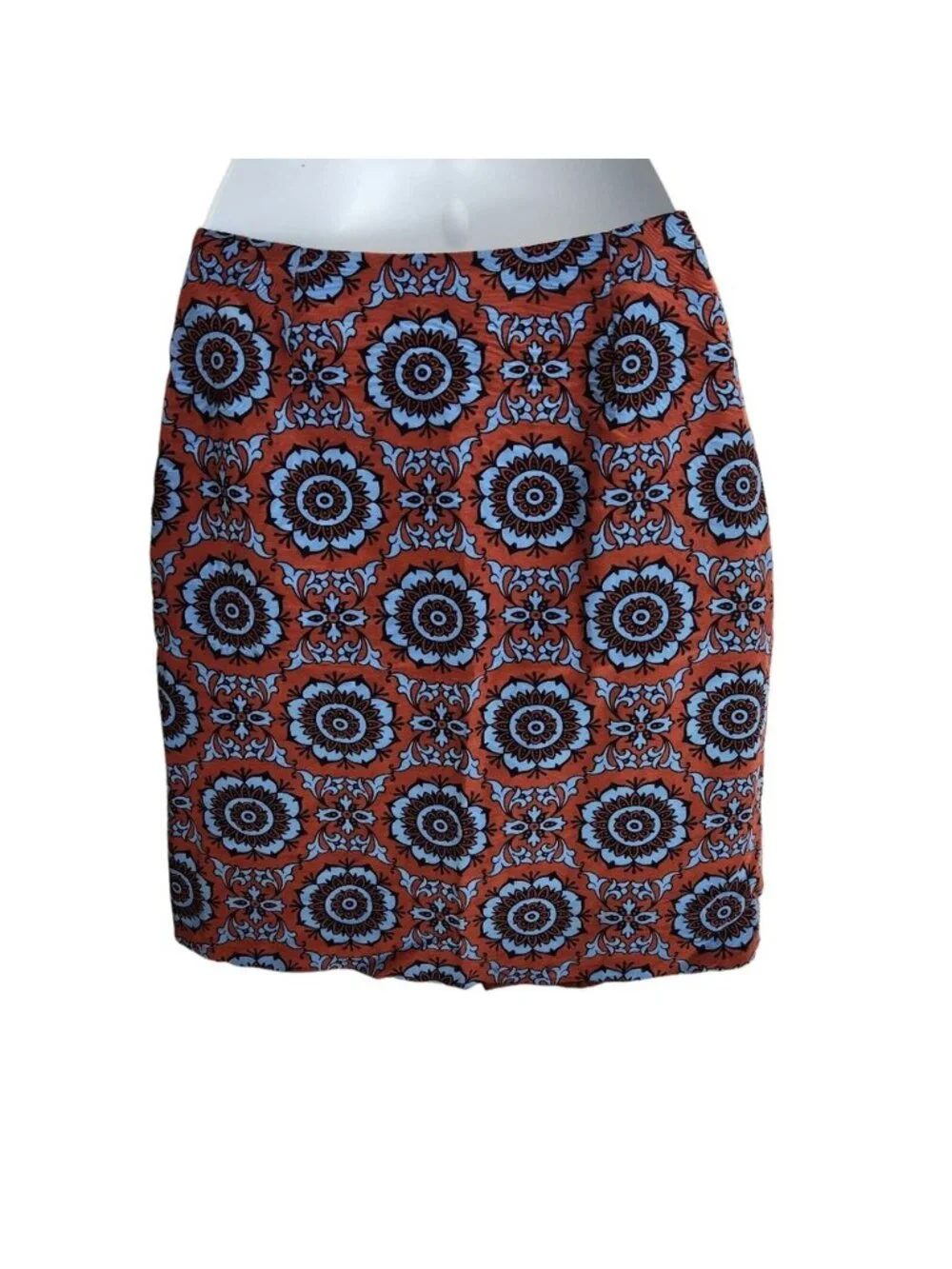 Versus By Versace Vintage Print Mini Skirt Rust & Blue Made In Italy Small